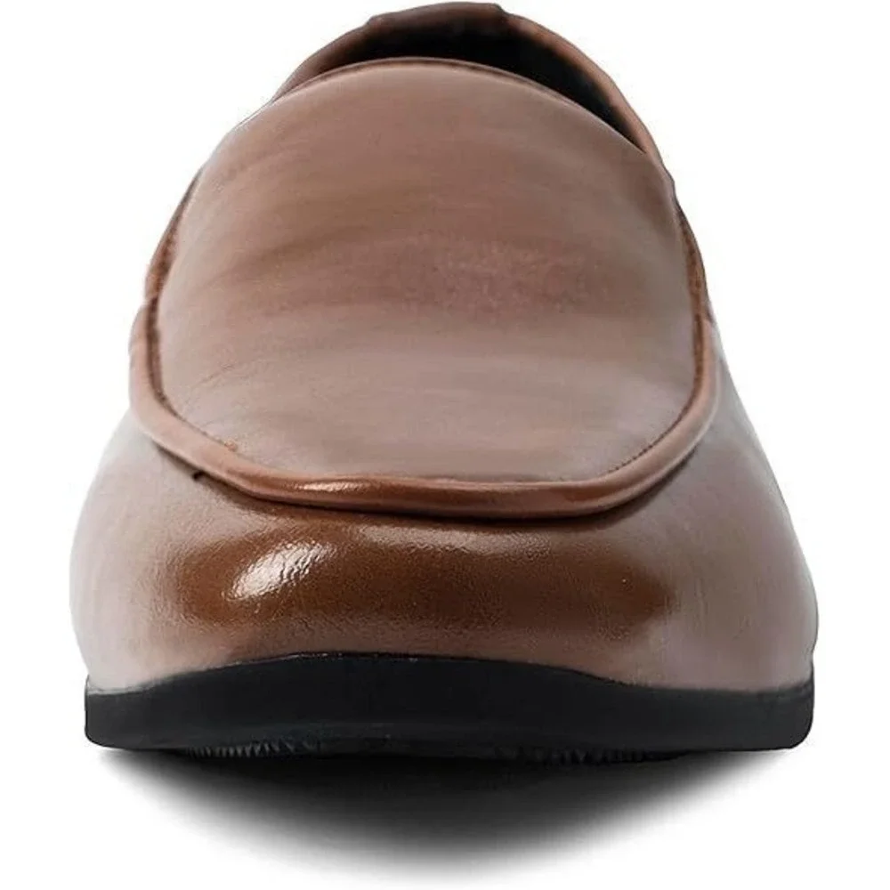 Uubaris Men's Leather Loafer Slip On Dress Shoes - Brown - Size 10